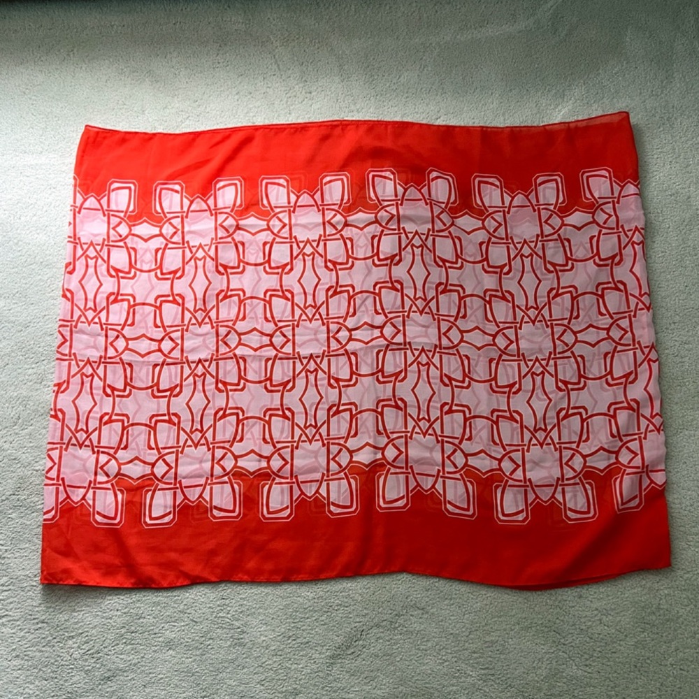 Orange and Pink Geometric Print Infinity Scarf